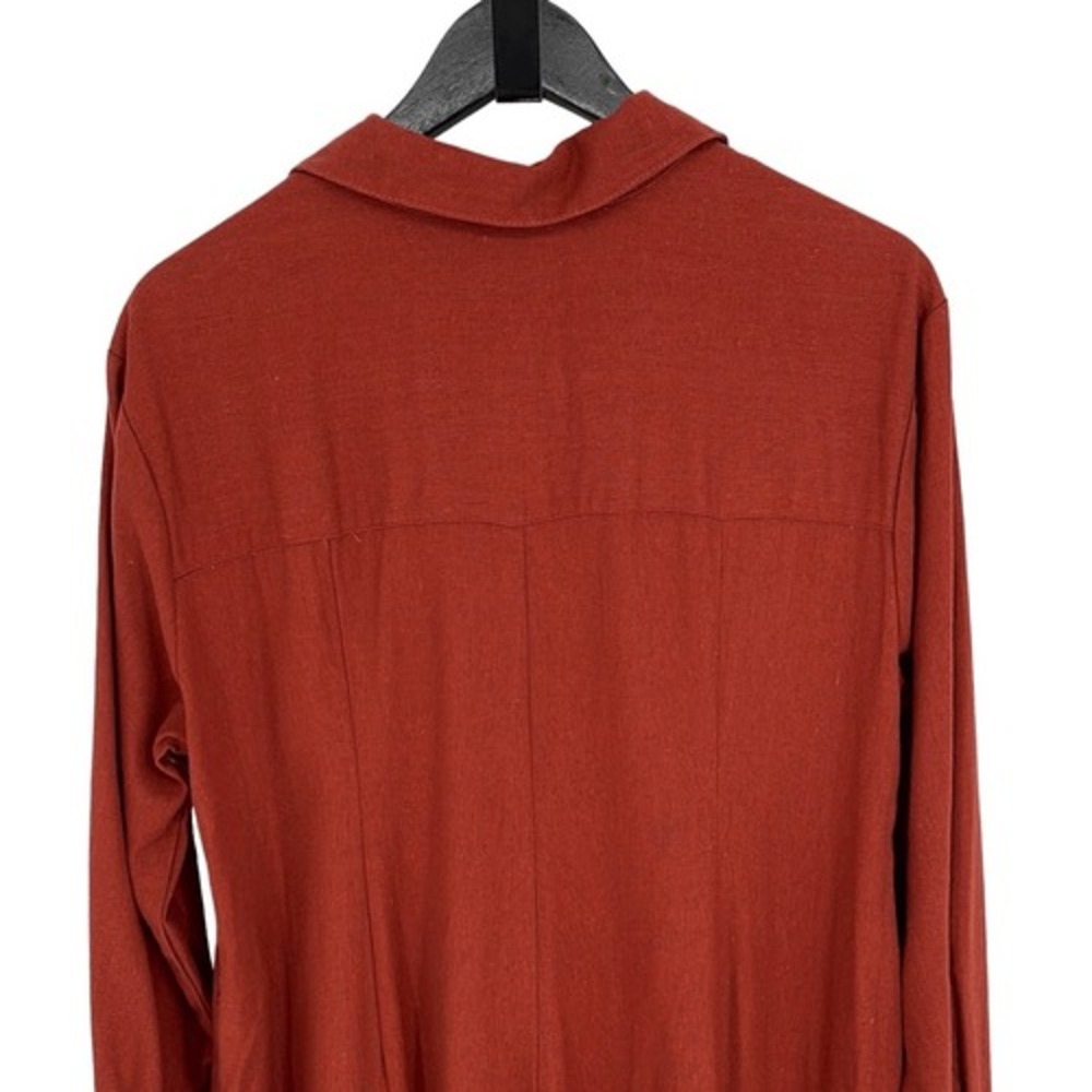Free People Jumpsuit Womens XS Rust Orange Boho Wide Leg Linen Blend Long Sleeve - Picture 5 of 13